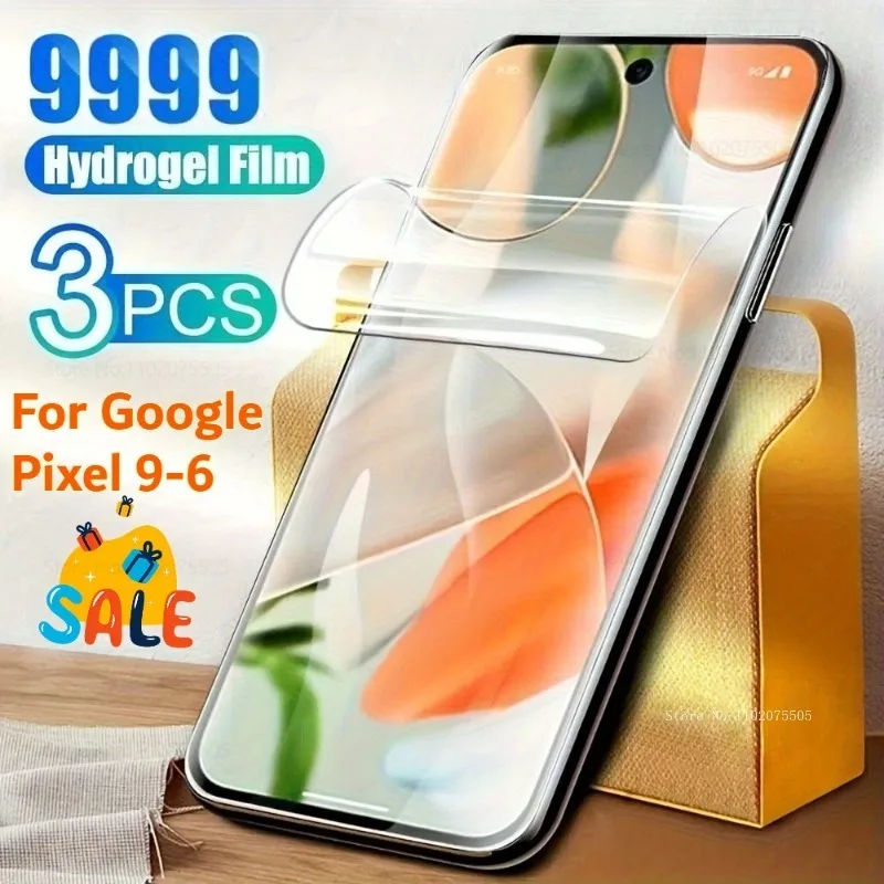 3 Stück HD Clear Hydrogel Displayschutzfolien für Google Pixel 9/8/7/6 Pro Pixel 8a 6a 7a Pixel 9 Pro XL Nicht-Glas, kratzfeste Folie