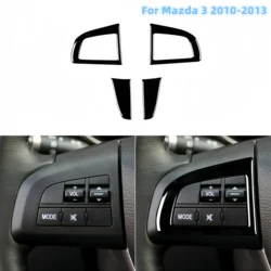 For Mazda 3 Axela 10-13 Mazdaspeed 3 Car Steering Wheel Button Frame Piano Black Sticker Accesorios Coche Interior