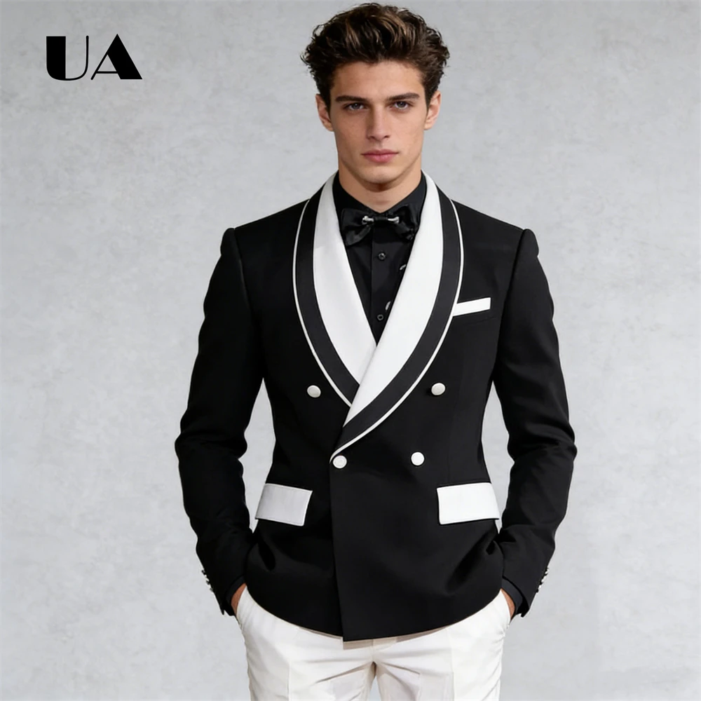 

ULBYANRY Fashionable Celebrity Suit Blazer with Double Row, Regular Fit Dinner Jacket, XXS-7XL Customized Suit Jacket