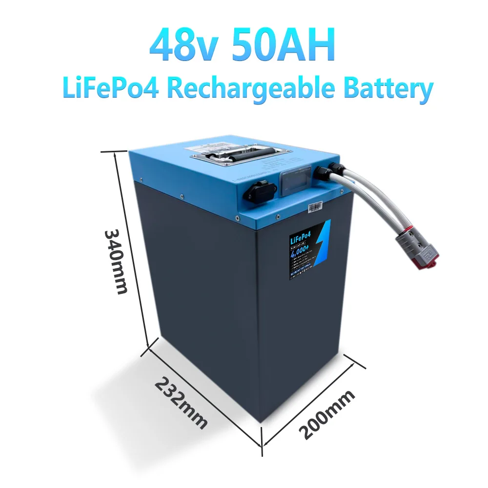 48V 50AH Lifepo4 Rechargeable Battery Pack Built-in 30A 50A 80A BMS  for electric motorcycl Eletric tools with 10A Charger