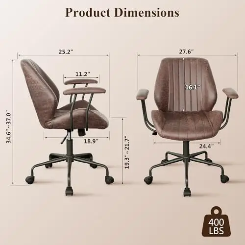 كرسي مكتب مريح عالي الظهر من Century Modern، بني داكن #2