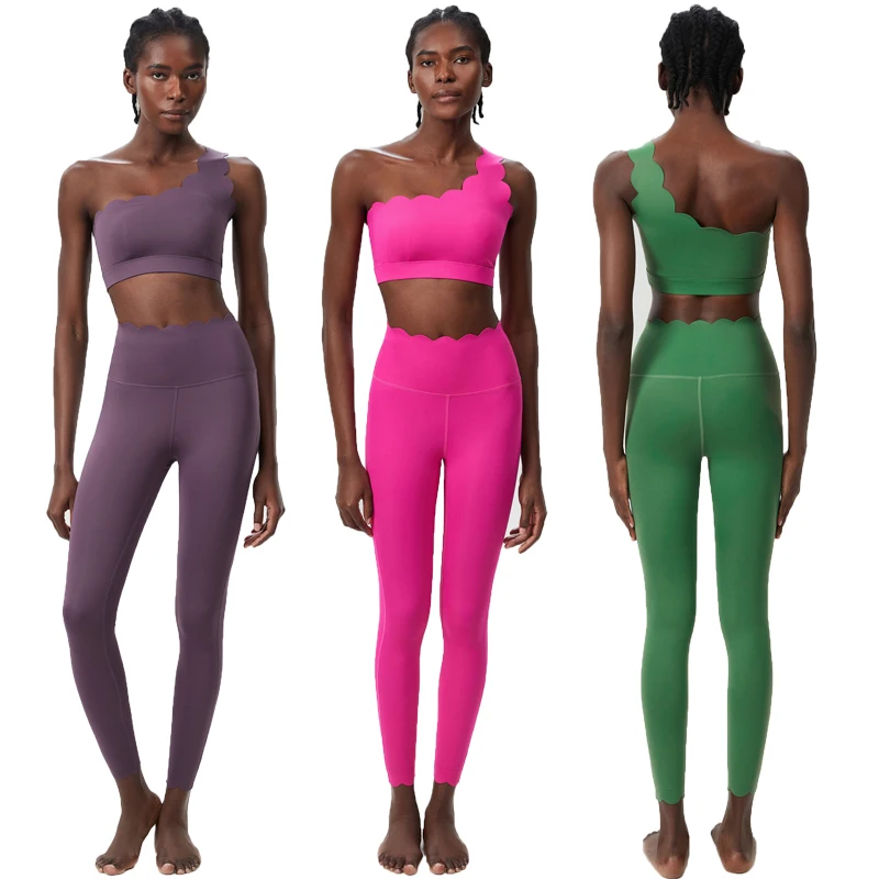 Zweiteiliges Fitness-Yoga-Set für Damen, dehnbar, weich, zum Laufen, Gym-Anzug, atmungsaktiv, schnell trocknend, Sportbekleidung, weiblich, dehnbar, Trainingskleidung – Detail 3