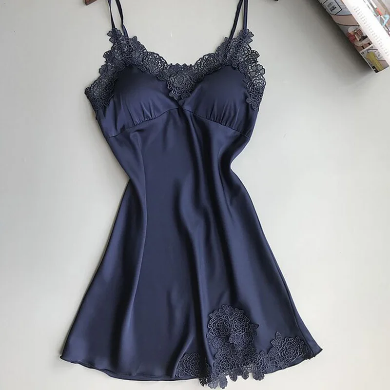 

New Hollow Lace Skirt Suspender Nightdress Long Sleeve V-Neck Polyester Sleepwear Comfortable Casual Home Clothes for Women