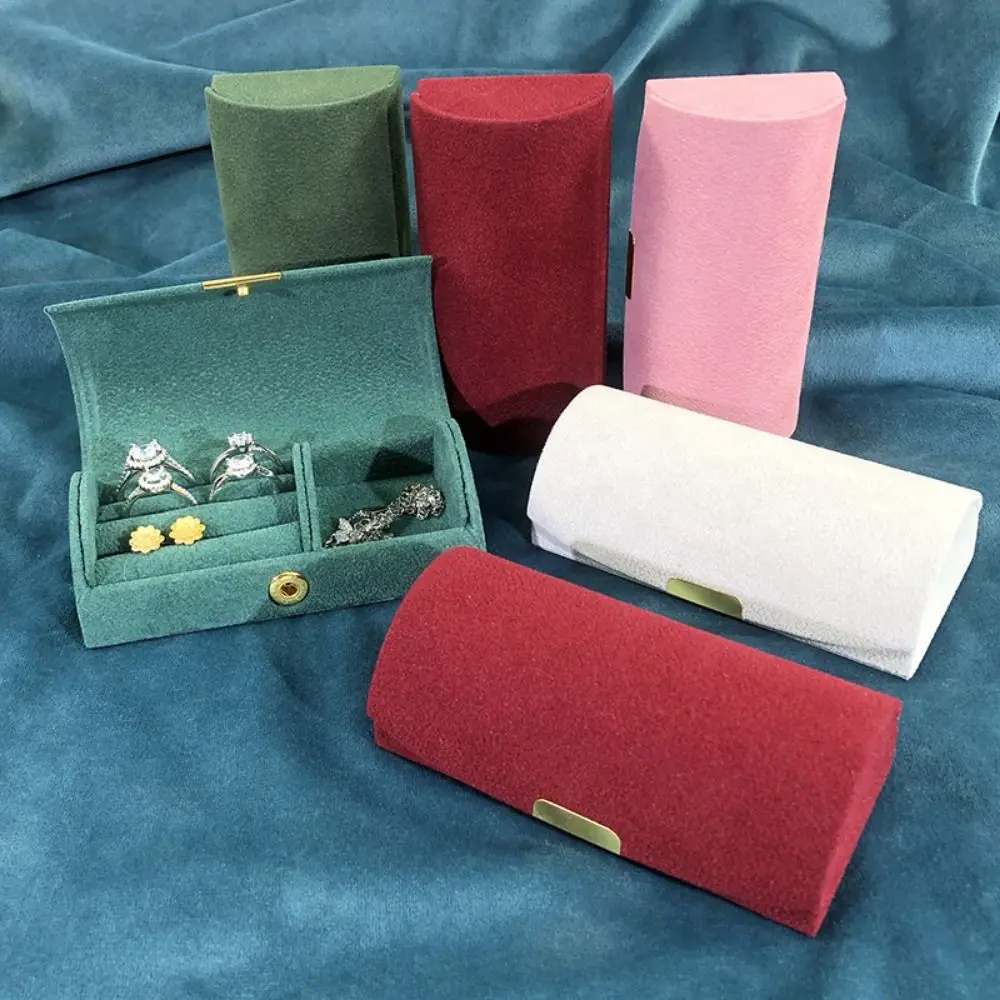 

Bead Velvet Arch Face Jewelry Box Partitions Solid Color Portable Rings Storage Case Space Saving Comfortable To Touch