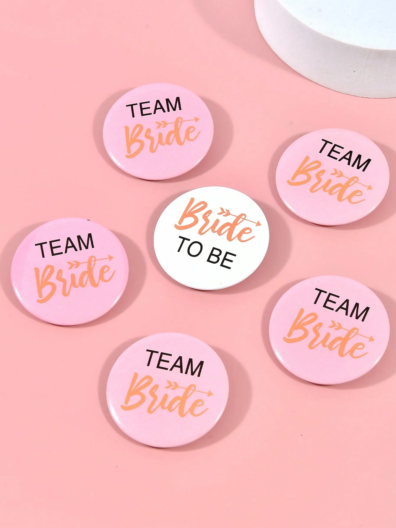 Random style 6 bridal team bridal team buttons bridal bridesmaid team pin, wedding party bridal shower tin badge