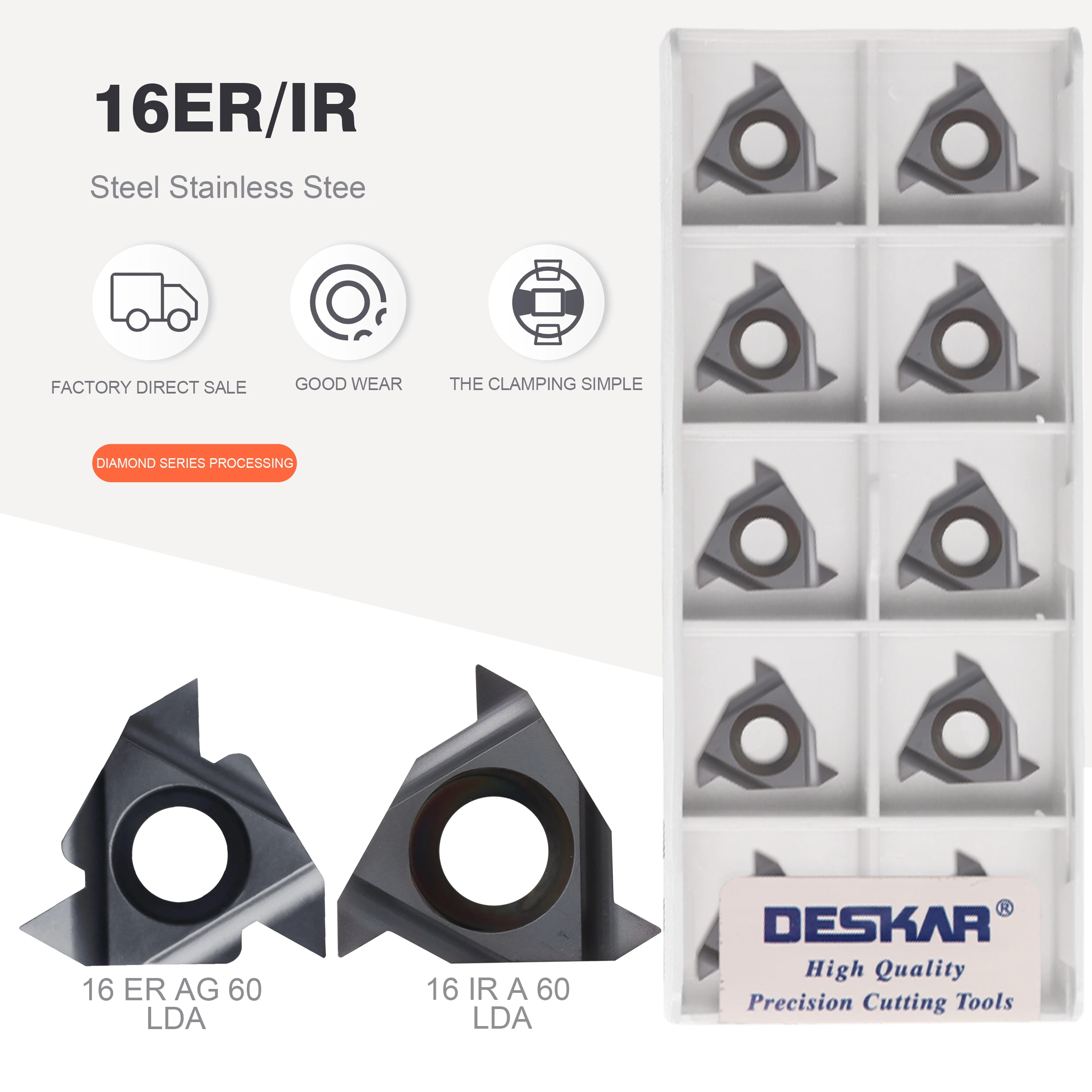 Produtos 16er 16ir A55 A60 G55 Ag55 Ag60 Lda Inserção de Rosca Carboneto Inserção Torno Cnc Ferramenta Torneamento de Alta Qualidade