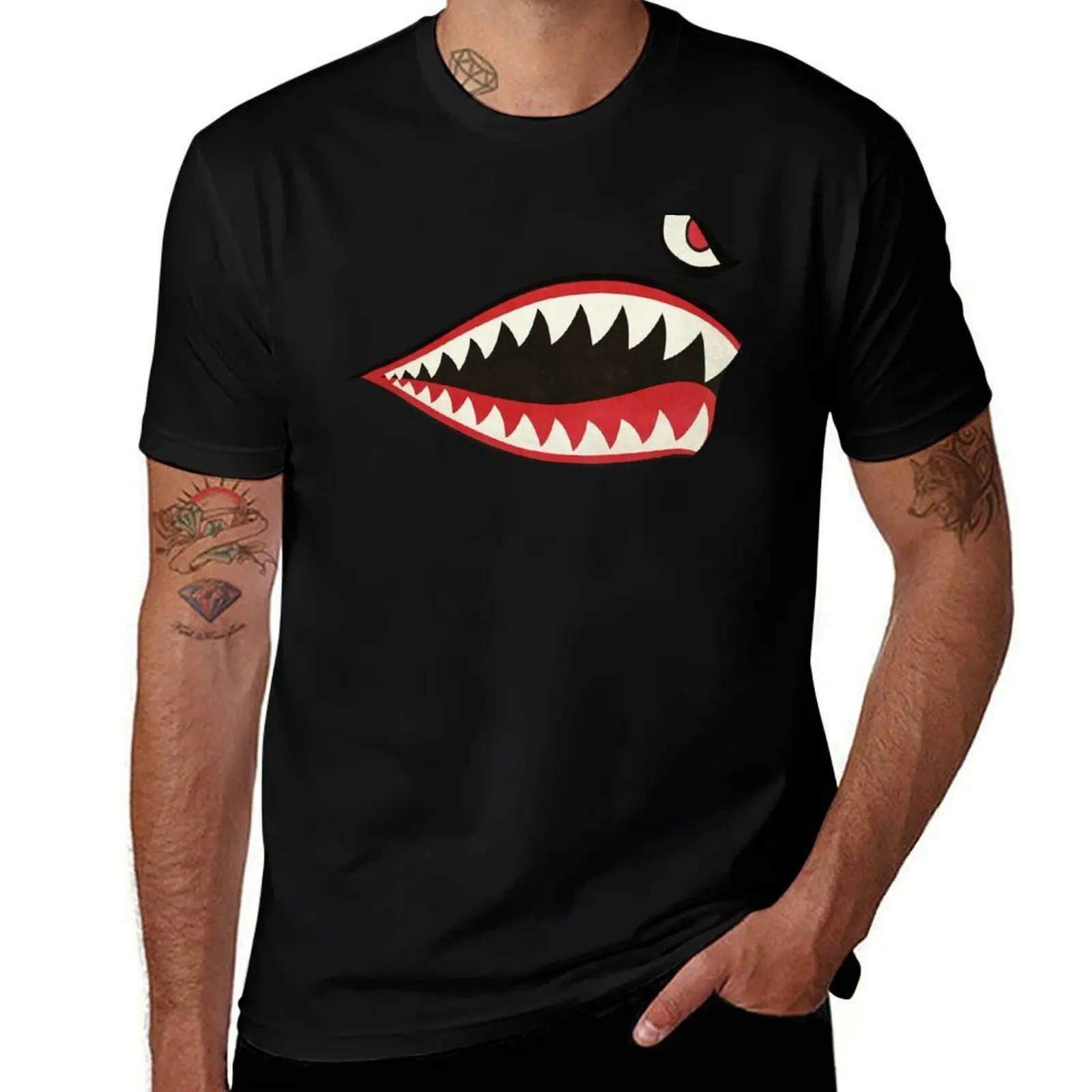 

Flying Tigers Nose Art T-Shirt Basic Short Sleeve T-Shirt for Men