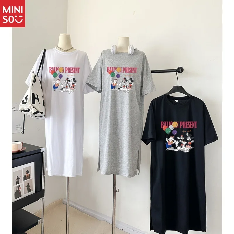 

Disney Plus Size T-Shirt Dress, Korean Print Midi Dress for Summer