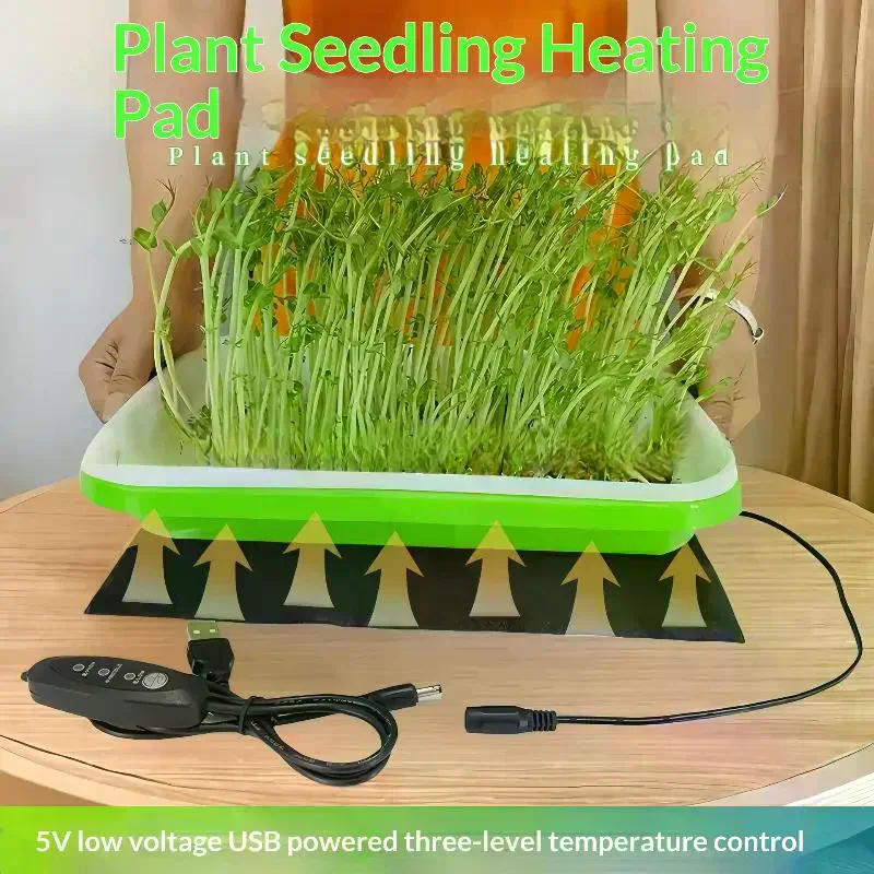 PVC Leather Plant Warming Mat Indoor 35-55 USB Warm Hydroponics Heating Pad For Plants Reptiles 8.5/7.5W Plant Heat Mat