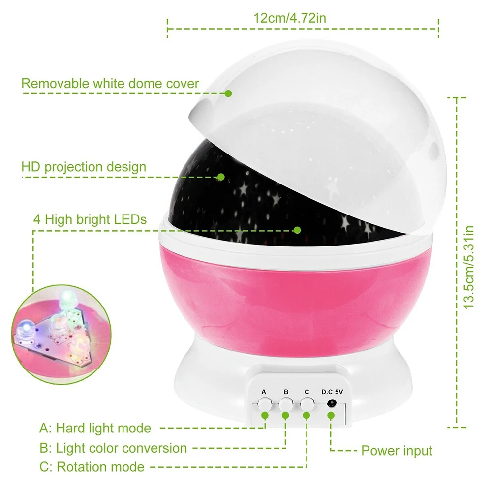 Starry Projector Night Children Room Star Nightlight Projector with Battery Powered USB Charged Bedroom Decor Starlight Lights