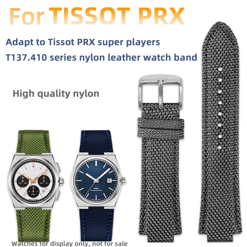 

For Tissot PRX nylon strap T137 High quality nylon watchband Super Player men strap T137.407 410A Wristband raised bracelet 26mm