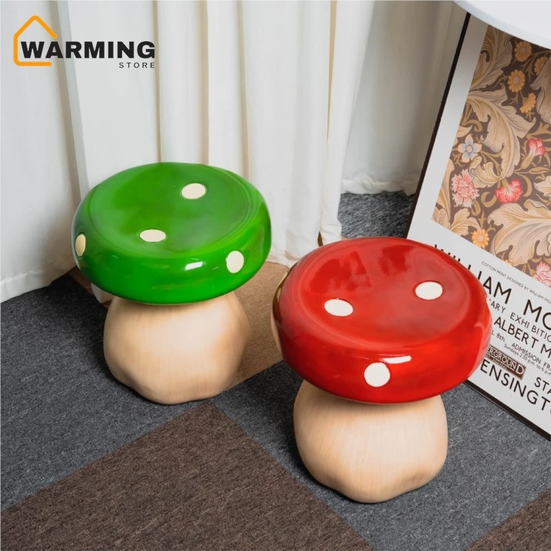 

Warming Fiberglass Mushroom Stool Indoor Shoe Changing Stool Small Coffee Table Room Cute Cartoon Children's Low Stool Hot Sale