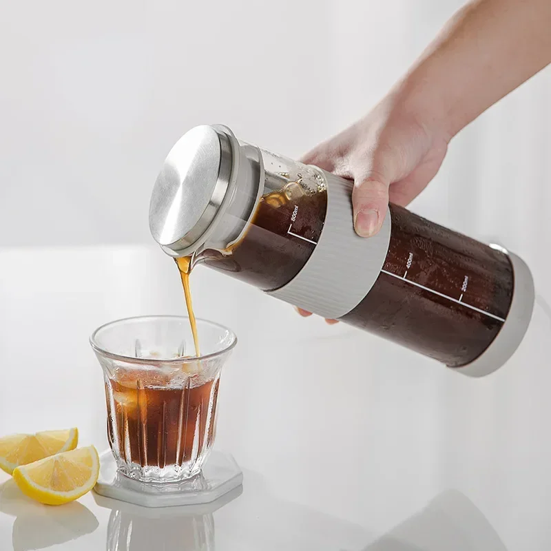 

Portable Airtight Cold Brew Iced Coffee Maker Tea Infuser - 800ml Cold Brew Coffee Kettle Brewing Glass Carafe Pitcher