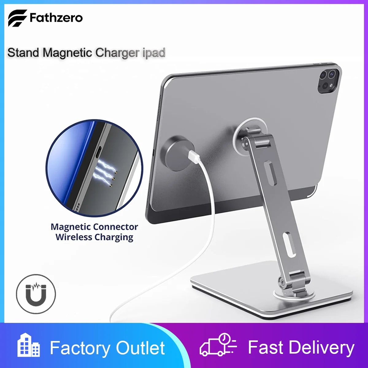 Tablet 2in1 Magnetic Rapid Charge Stand Rotate 360 Free Angle Adjustment Fits Various Needs Foldable and Portable For iPad Pro
