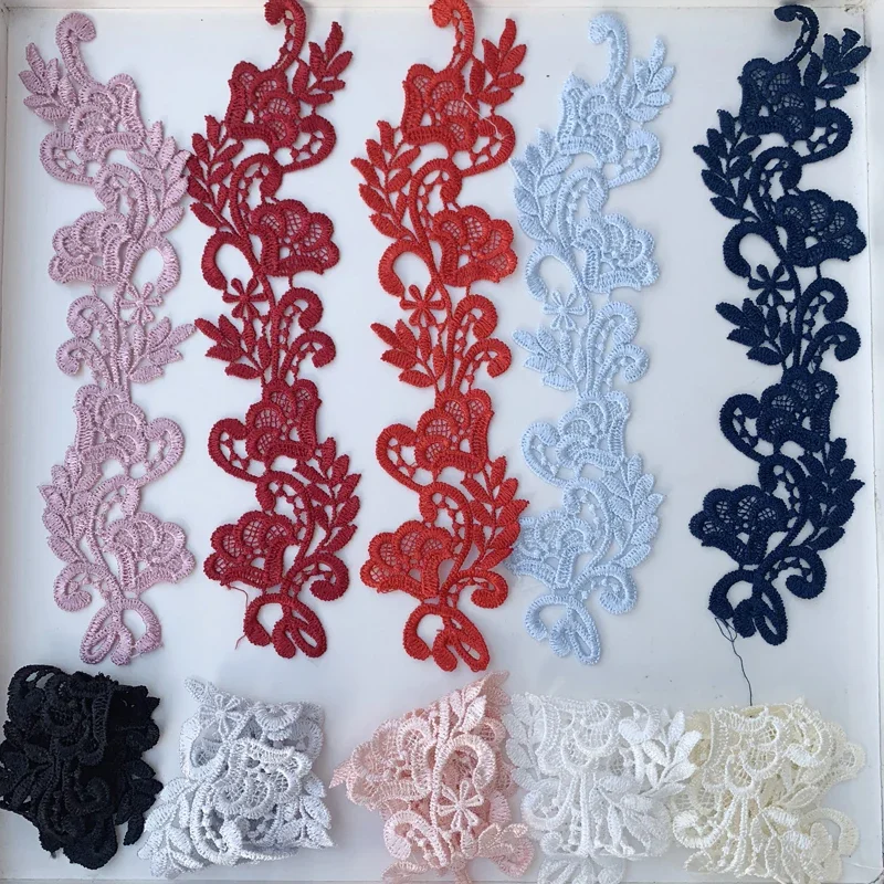 Rozpuszczalna w wodzie koronkowa dekoracja tkaniny, aplikacja DIY Patch, akcesoria do włosów panny młodej, welon ślubny do butów koronkowych, 10 sztuk, 5 par
