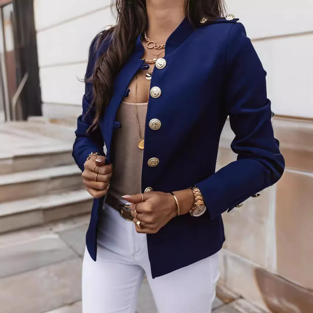 American New Fashion Women’s Solid Color Slim Single-breasted Casual Elegant Trendy Long Sleeve Suit Blazers Female Jacket Coats