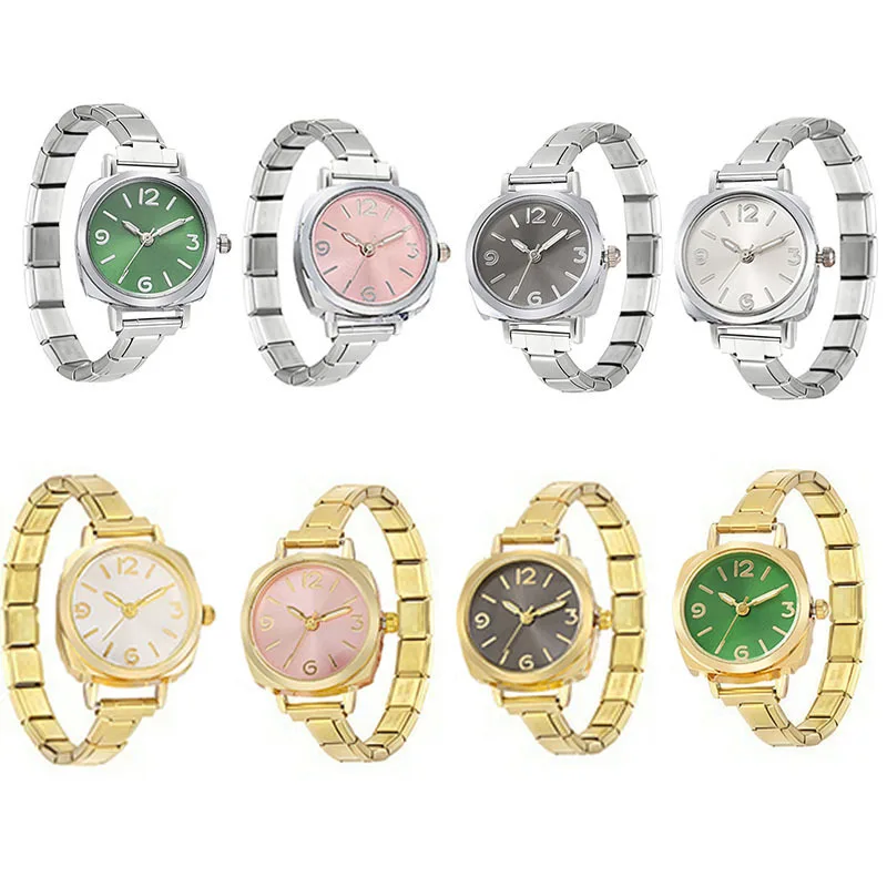 Fashion Unisex Modular Quartz Watch Matte Color Dial Stainless Steel Link Band Classic Minimalist Daily Wear Wristwatch Gift