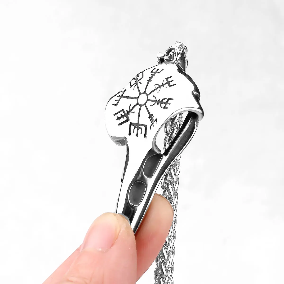 Nordic Odin Crow Skull Pendant Necklace Gothic Stainless Steel Raven Skull Compass Rune Necklace for Men Punk Jewelry Wholesale