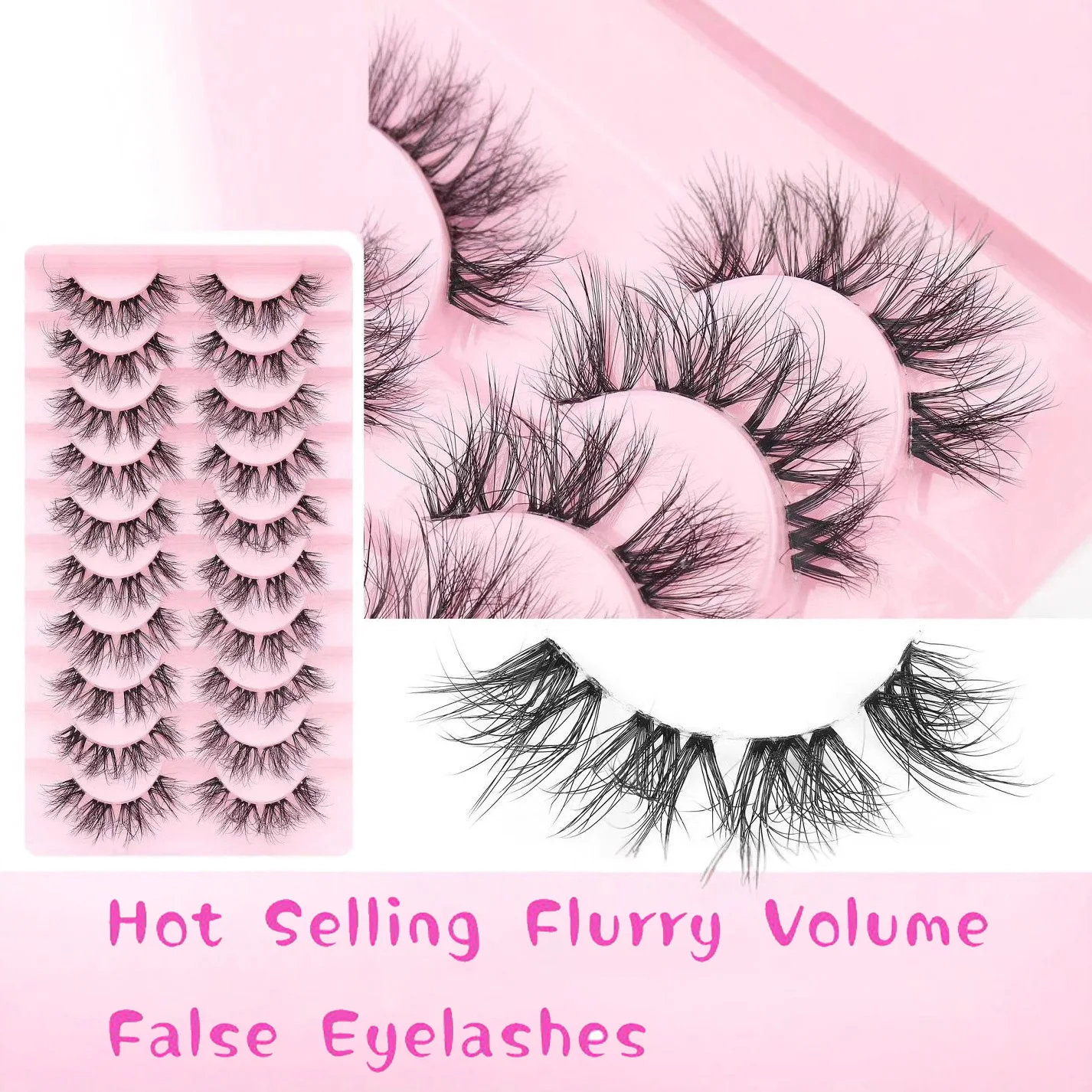 10 paires de faux cils russes moelleux, une pièce, bouclés 3D, naturels, épais, Manga Cosplay, outils de maquillage