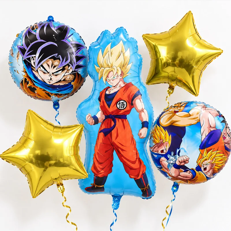 5-teiliges Dragon Ball Folienballon-Set Goku Frieza Super Saiyajin Sternballons für Kinder Erwachsene Partydekoration Baby-Shower-Zubehör – Detail 2