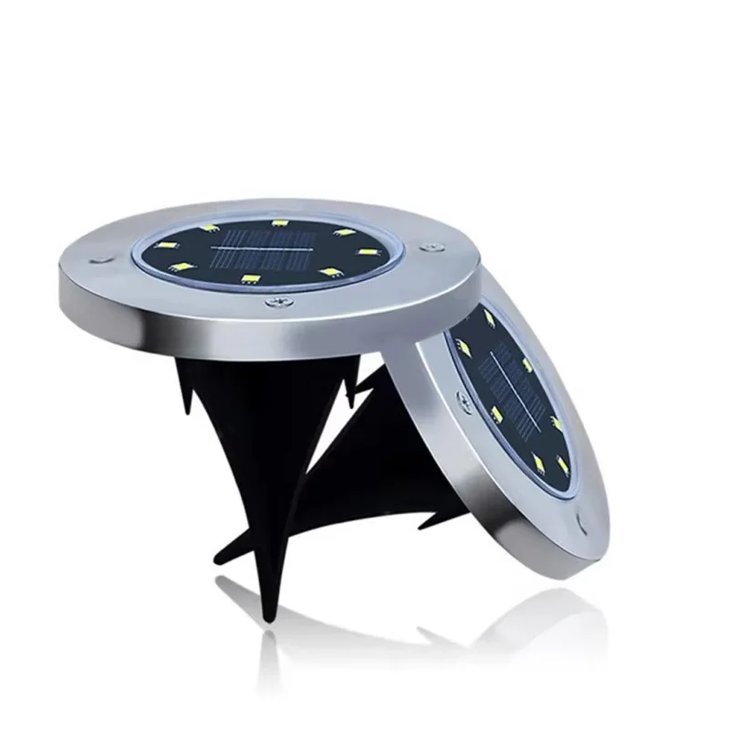 8LED Solar Outdoor Waterproof IP66 Small Iron Body Path Lights Garden Lawn Pathway Decking Yard Lamp Rechargeable