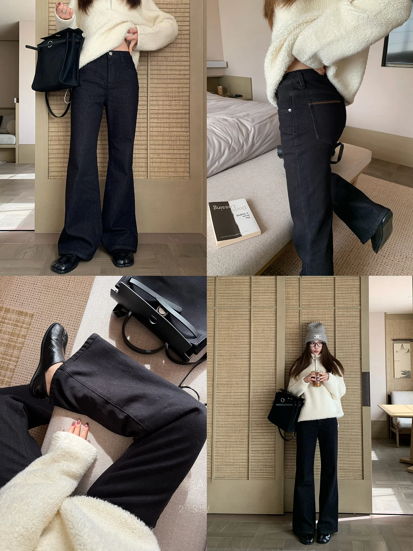 

Bla Slimming Micro-flared Jeans Elastic Casual Cotton l Waist Bootcut Pants Vintage Versatile Women's Denim Trousers