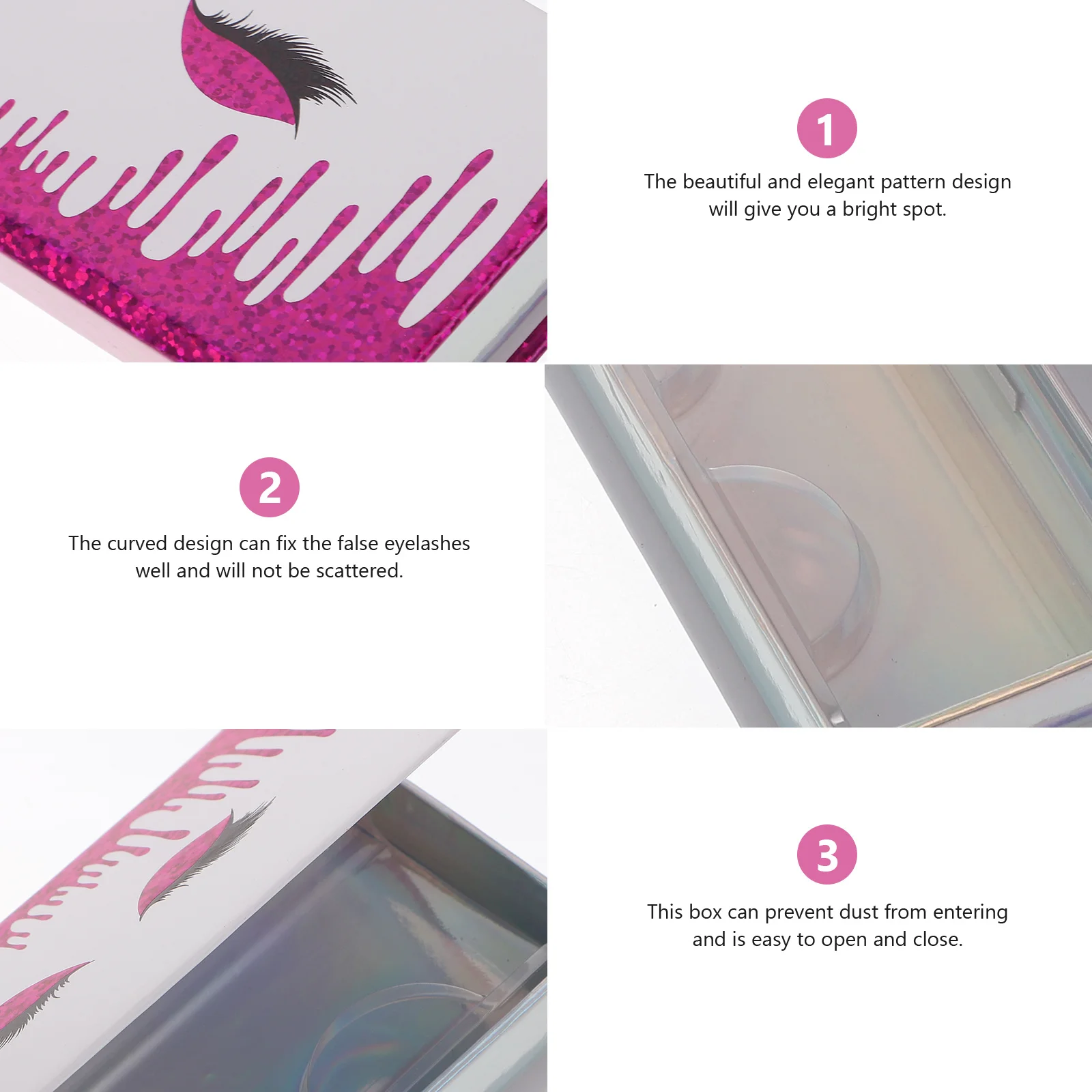 2 Stück Behälter für falsche Wimpern, niedliches Muster, Wimpernhalter, große Kapazität, ideal für Reisen und Reisen