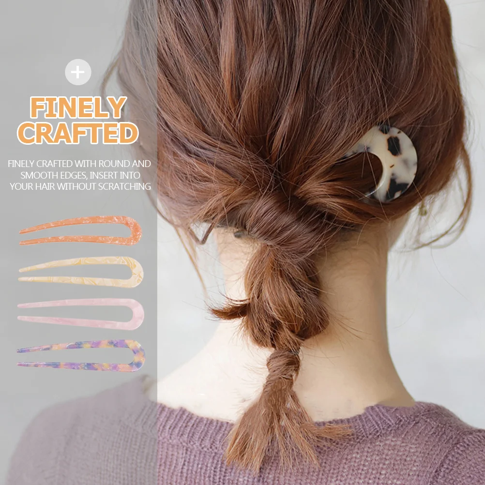 

8Pcs Tortoise Hair Pin Delicate Appearance Updo Hair Pin for Elegant and Charming Look U Shape Hairpin Hairstyle Fork
