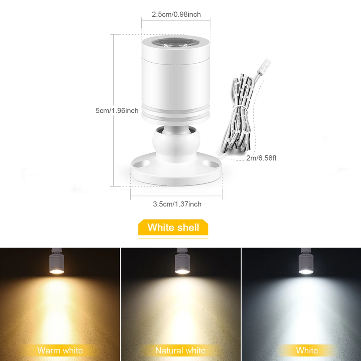 1-10 ชิ้นตกแต่งสปอตไลท์ LED 12V 3W อลูมิเนียมสีขาวตู้พร้อมอินเทอร์เฟซดูปองท์สำหรับประตูทางเข้าโคมไฟ