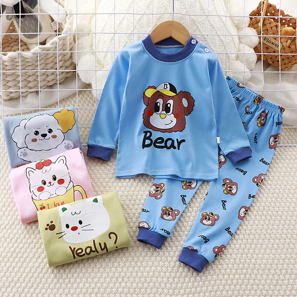 Cotton Children Pajamas Set Unisex Kids Autumn Sleepwear Soft and Breathable Comfortable Fashionable Casual Children Sets