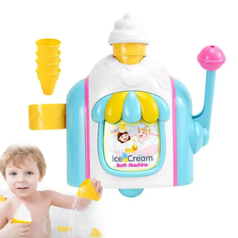 Brinquedo de banho de sorvete, pilha de espuma para banheira, sabão, máquina automática de bolhas, brinquedo de água para banho de bebê, bolha ao ar livre