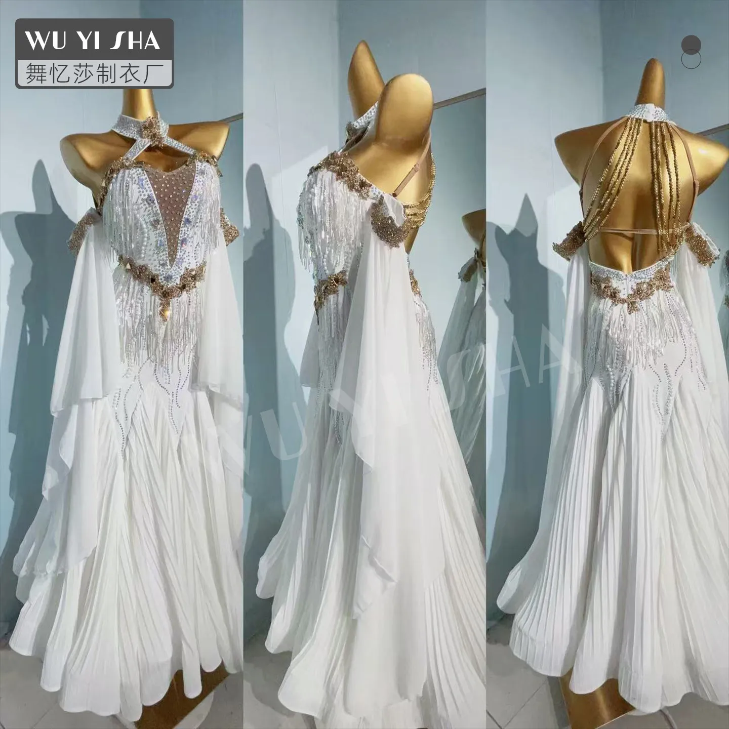 Modern Dance Performance Costume for Women Customized Long Sleeves Dress National Standard Waltz Tango Dance Competition Dresses