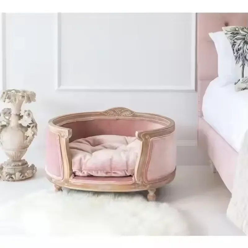 Luxury indoor pet furniture fashion solid velvet sustainable pet sofa large dog cat carton packaging removable