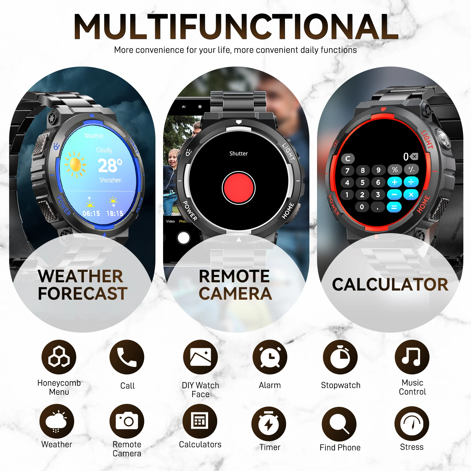 JELLOO 2025 ساعة ذكية للرجال مع مصباح ليد جيب 400 مللي أمبير بطارية كبيرة في الهواء الطلق التكتيكية ساعة ذكية معدل ضربات القلب النوم مراقب