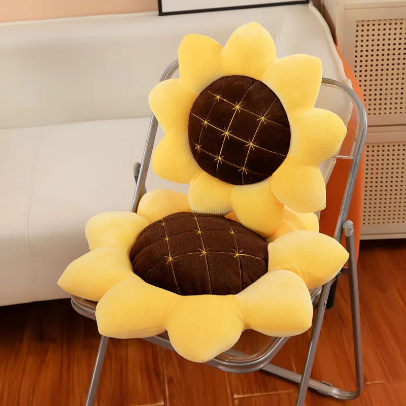 Kawaii Plush Toy Sunflower Flower Pillow Cute Stuffed Doll For Kids Birthday Present Soft Cushion For Car Seat Back Support Phot