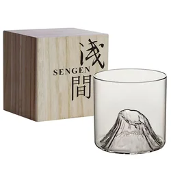 Niche Japanese Style Whisky Cup-Shallow Mountain Liqueur XO Wine Cup Guanshan Fuji Artwork Wooden Gift Box Whiskey Glass