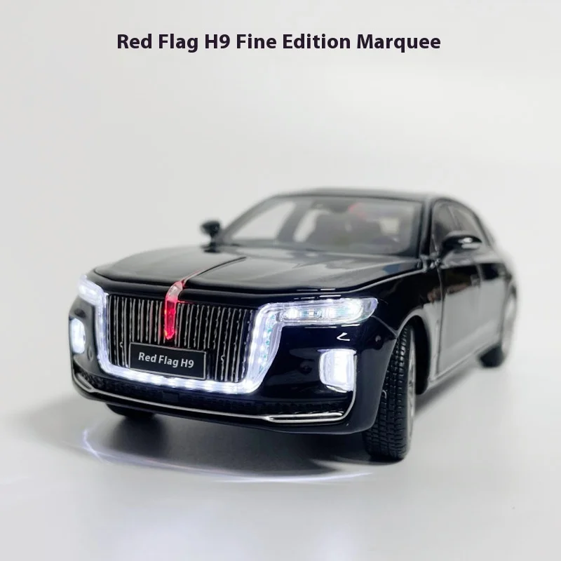 China Hongqi H9 metal car model simulation 1:32 acousto-optic marquee alloy toy collection decoration gift