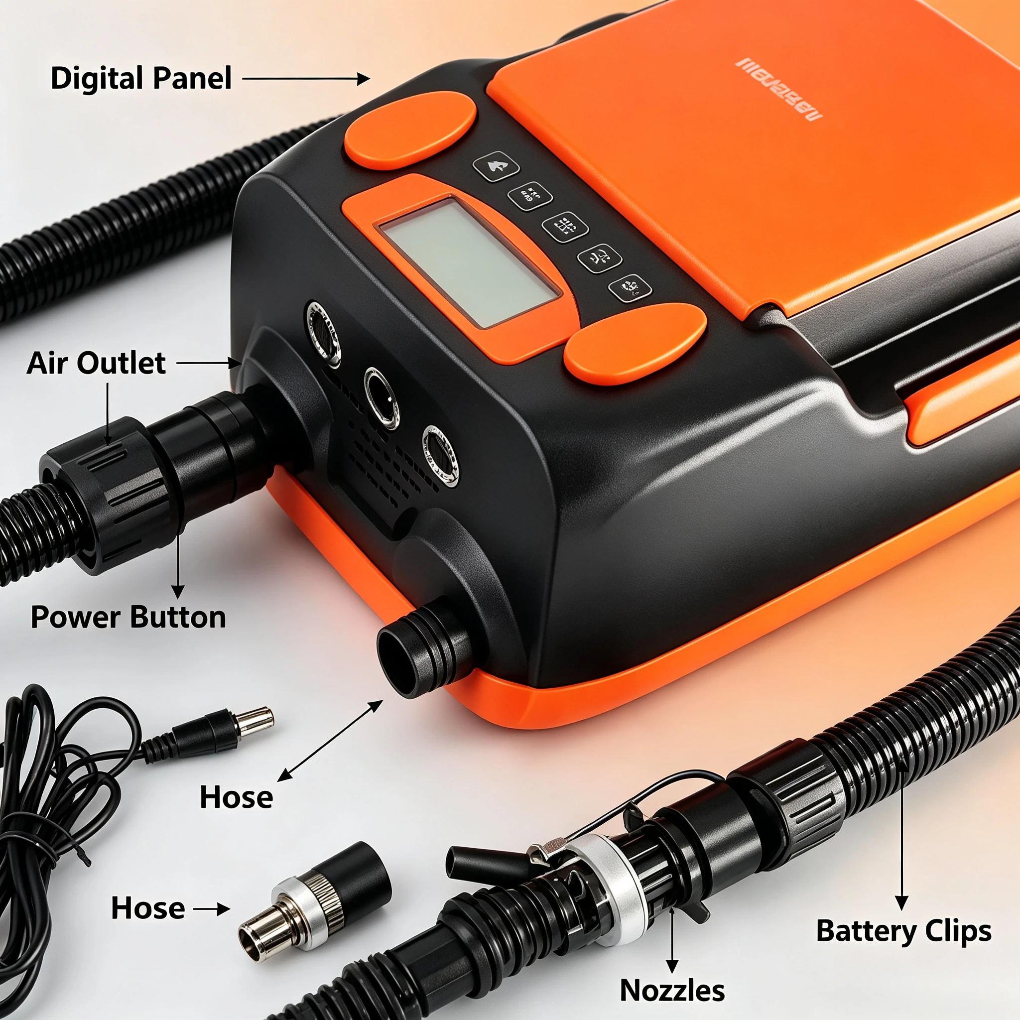 Portable Electric Air Pump, Inflator for Rubber Boat Fishing Paddle Float, Outdoor Tent Inflatable Quick Inflation Pump