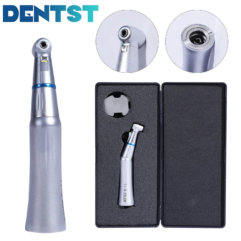 Dental blue ring 1:1 contra angle LED self generator low speed handpiece burs single water connect with electric air micromotor