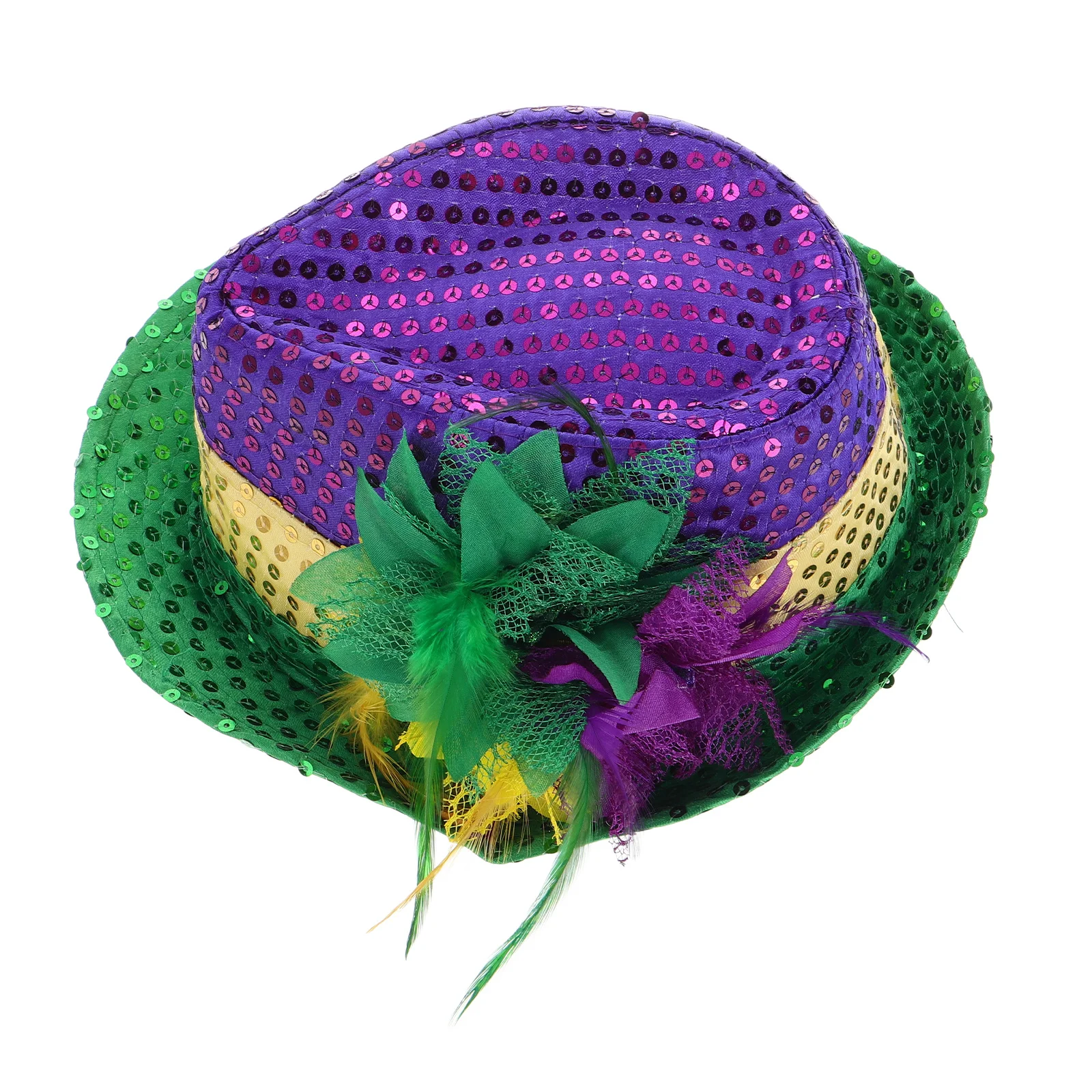 

Brazilian Carnival Gold Purple Green Sequin Hat Mardi Gras Carnival Party Jazz Dance Costume Accessories Circus Headband