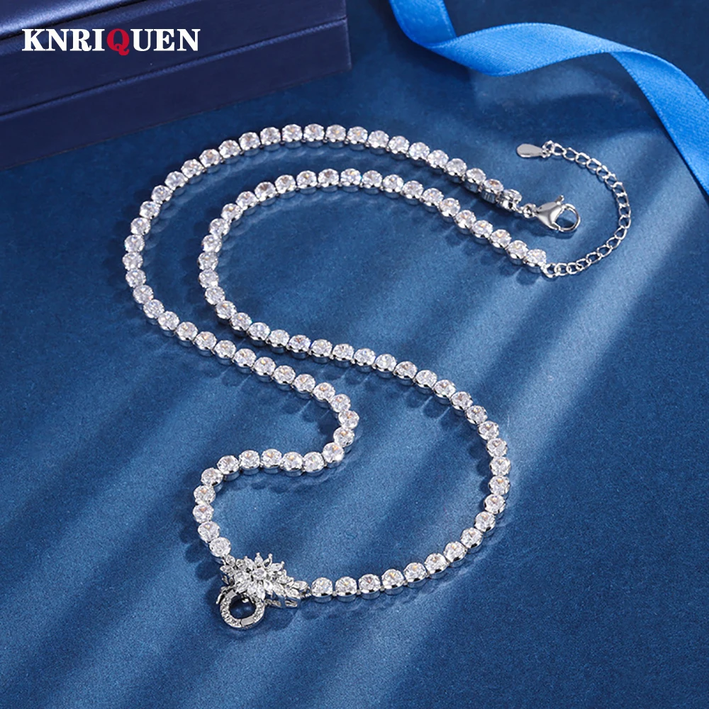 2022 Luxury 45+5cm High Carbon Diamond All-Match Chain Necklace for Women Sparkling Wedding Party Fine Jewelry Accessories Gift