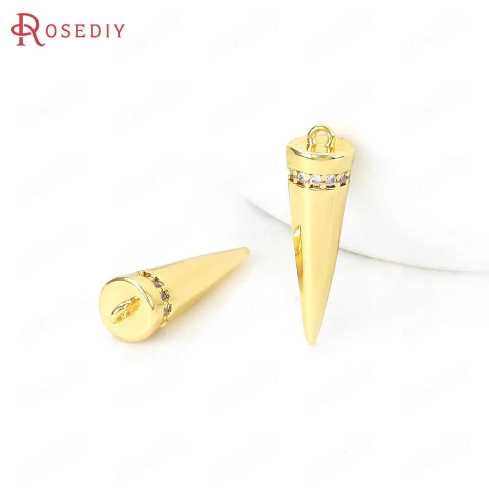 18K Gold Color Brass and Zircon Charms Pendants Jewelry Making Supplies Diy Necklaces Earrings Bracelets Findings Accessories