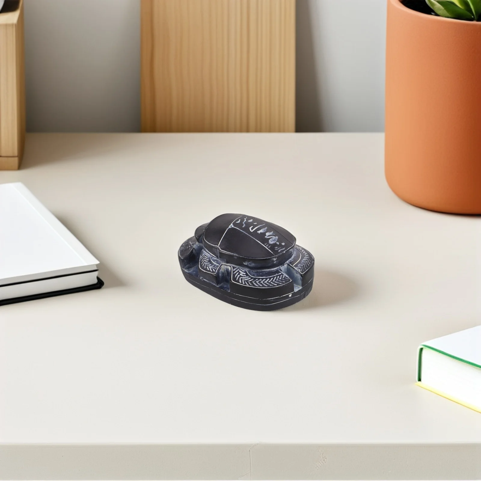 تمثال راتينج خنفساء الجعران المصرية القديمة - منحوتة ديكور مصر المعقدة لسطح المكتب والمكتب والمنزل - قطعة فنية #5