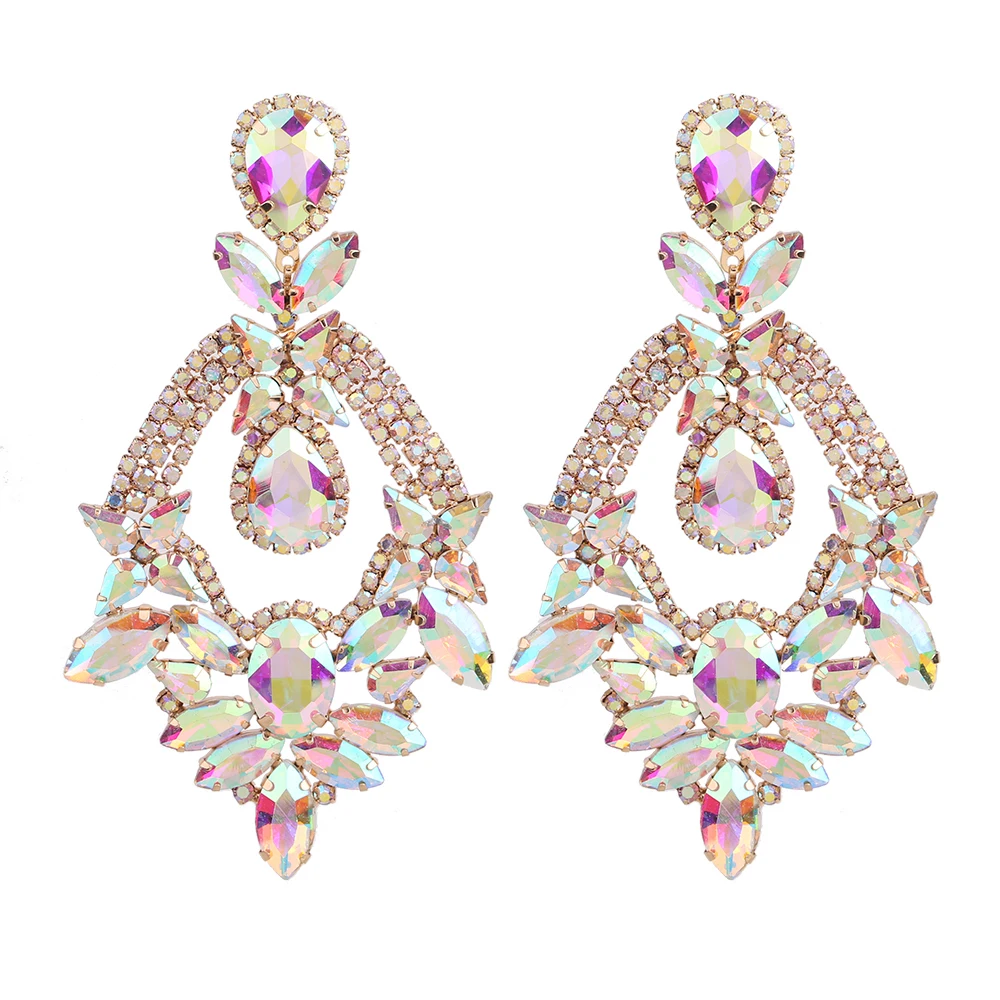 New Big Drop Earrings Women Statement Earring Drag Queen Pageant Fashion Jewelry Wedding Bridal Rhinestones Earrings Wholesale