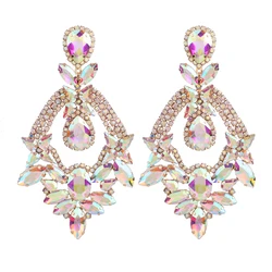 New Big Drop Earrings Women Statement Earring Drag Queen Pageant Fashion Jewelry Wedding Bridal Rhinestones Earrings Wholesale