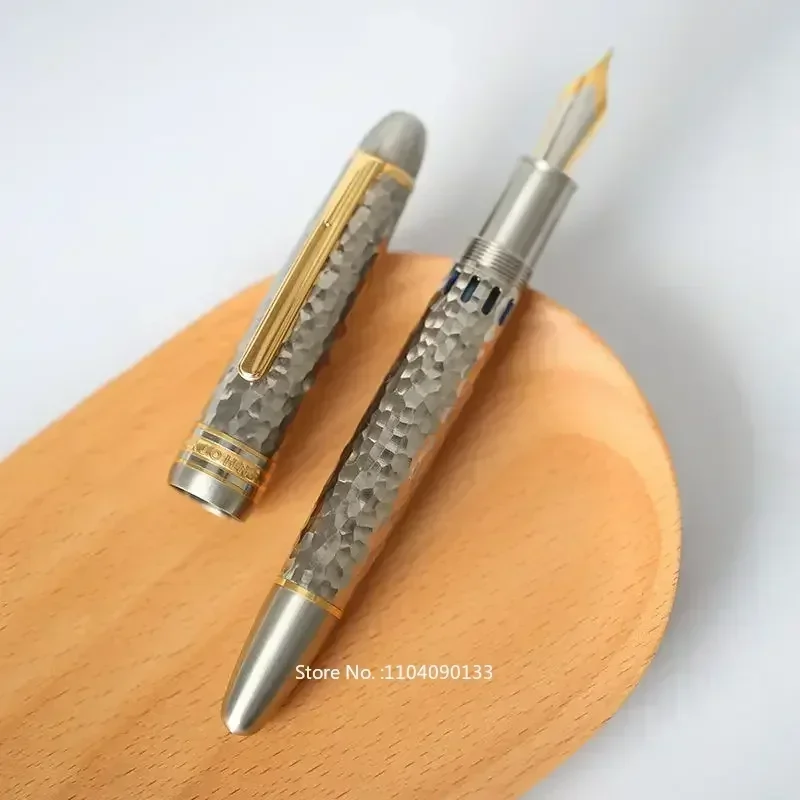 

Hot MAJOHN Titanium Alloy Ti-P136 Piston Fountain Pen Big Size Gold/Silver Blade Nib Ink Pen Office Supplies Stationery Writing