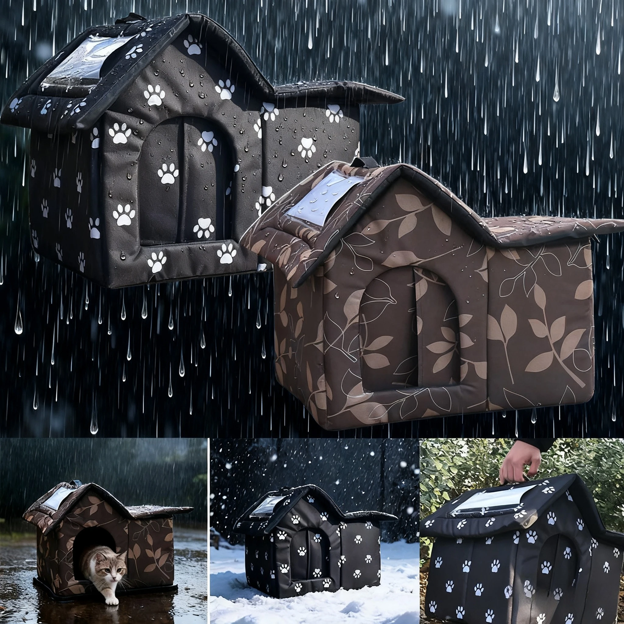 

1PC Winter Warm Waterproof Stray Cat Dog House,Heavy-Duty Foldable Cat Shelter,for Small Medium Sized Pet Indoor and Outdoor Use