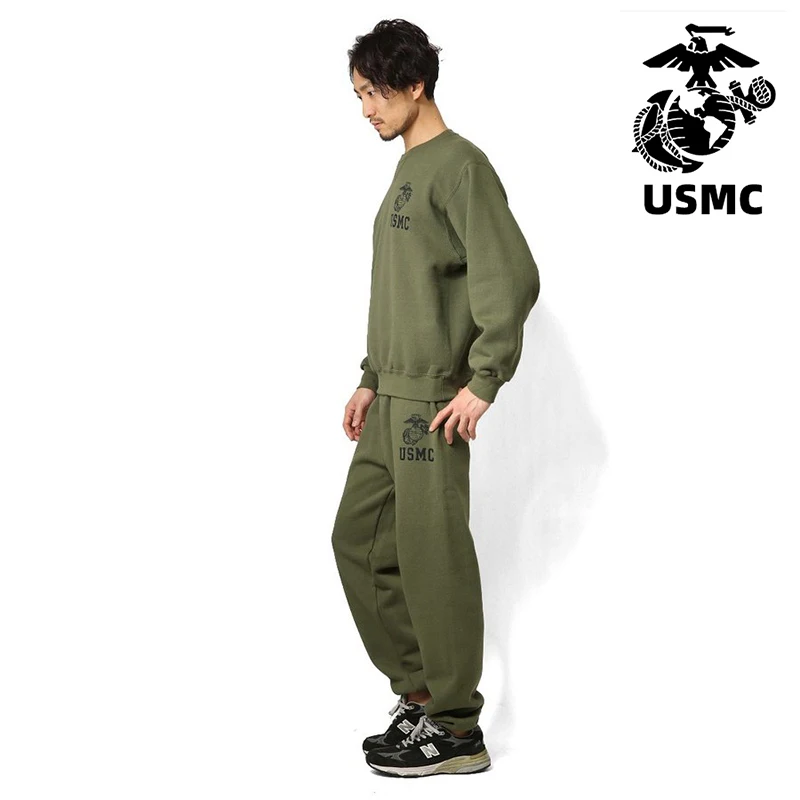 USMC Camouflage Long Sleeve Hoodie And Pants Set Thin Fleece Men's PT Physical Training Running Suit Tactical Outdoor Gear