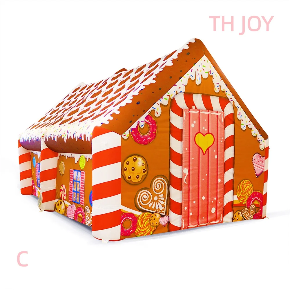 2025 neues aufblasbares Weihnachtsmann-Grotto-Volldruck-aufblasbares Weihnachtshauszelt mit Luftgebläse