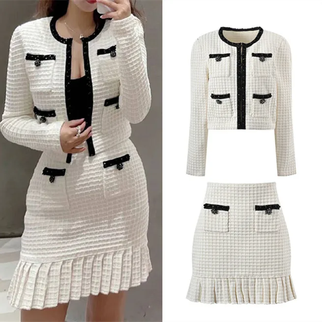 

Высококачественное издание SE Home Ivory iny с блестками Wer, вязаный топ, кардиган, юбка длиной f, модный ансамбль для женщин